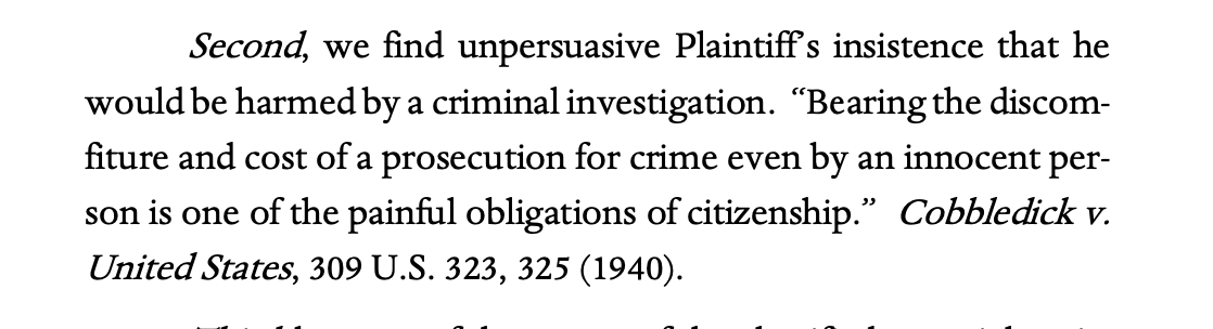And mad props to the clerk who dug up this quote from the little-known Cobbledick case.