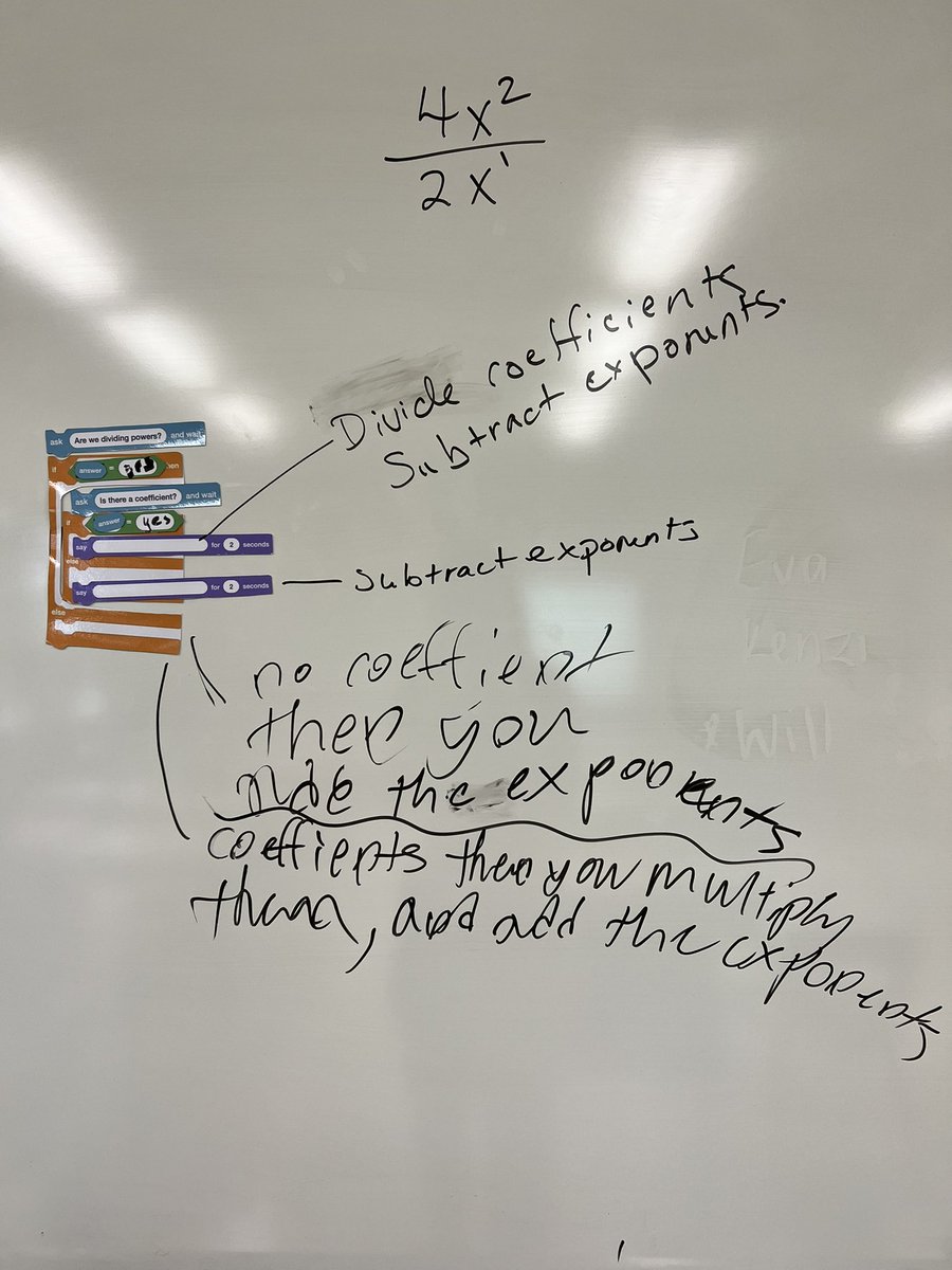 lizholmes237's tweet photo. Had fun introducing @scratch coding today with some homemade magnets. Each group coded instructions for solving a dif power rule and we combined them online as a class to show the whole problem solving process! #ThinkingClassroom @dsbn #MTH1W https://t.co/wSX0fwNilI