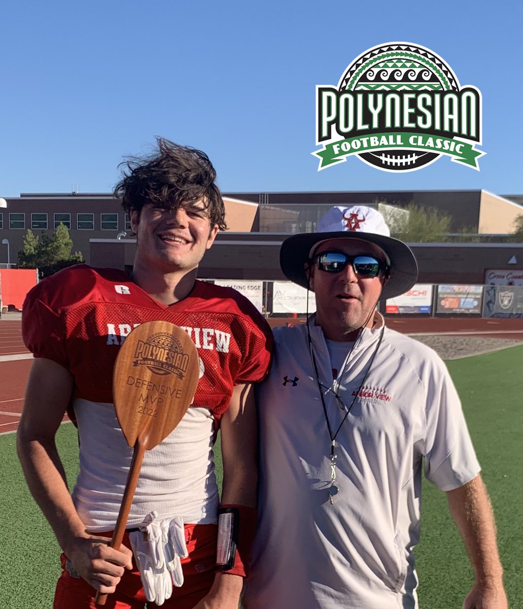 Congratulations to 2022 Polynesian Football Classic Defensive MVP CHRISTIAN THATCHER from Arbor View! The LB had 14 tackles (10 solo) and 3 TFL in the Aggies 45-16 win over Mountain Pointe!
