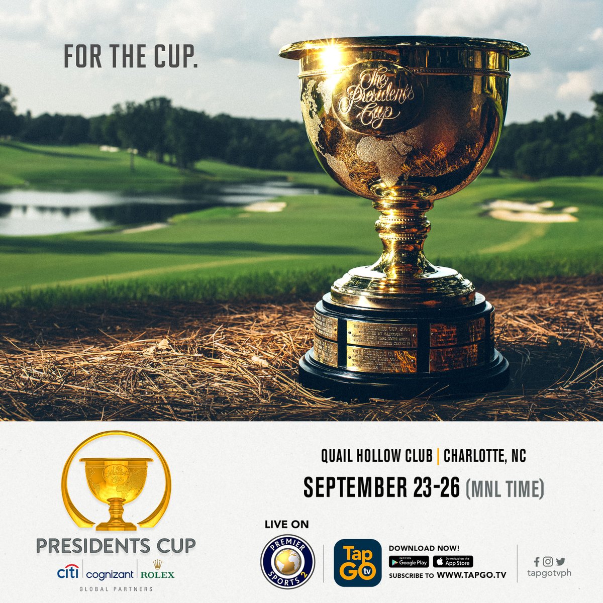 tapgotvph's tweet photo. FINAL DAY of The Presidents Cup begins in 1 hour!

Catch it LIVE on Premier Sports 2.  Stream it also on the NEW TapGO TV app.  

September 23: (12:30AM-6:30AM &amp; 11:30PM-6AM)
September 24: (7PM-6AM)
September 26: (12MN-6AM) https://t.co/8mY3iFvsSr