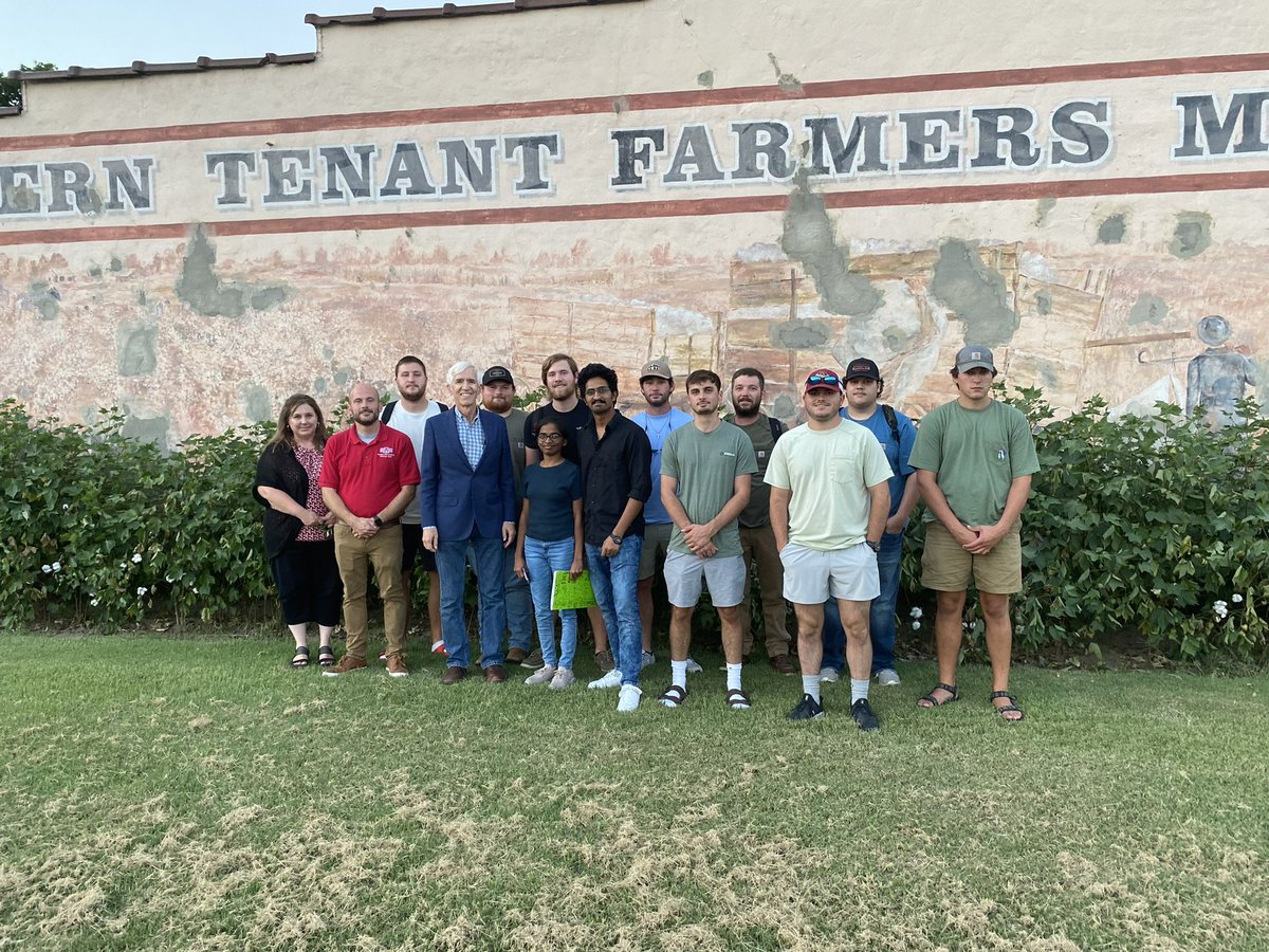 AStateCoA's tweet photo. Students from the A-State Agricultural Policy class &amp; CoA Professors Bert Greenwalt &amp; Jacob Manlove visited the Southern Tenant Farmers Museum in Tyronza, AR. Museum Director Penny Toombs &amp; A-State Heritage Sites Executive Director Adam Long led the informational tour.@stfmuseum https://t.co/4kYPS3cRdX