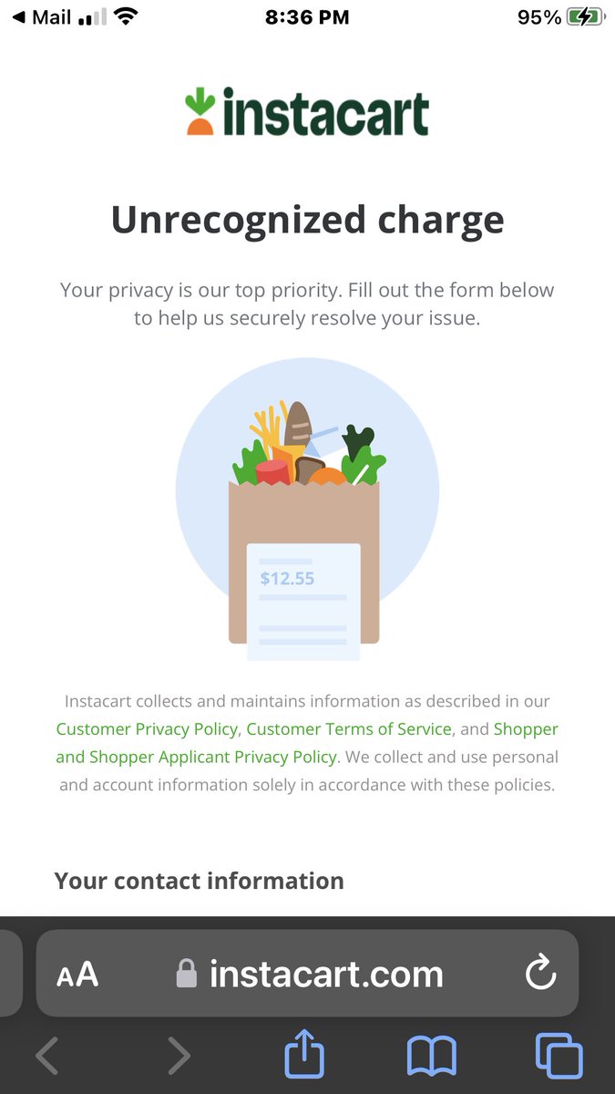 LuvinLex's tweet photo. #warning #bolo #scam #services - they’ve charged me almost $200 since January- AND there is no account they can find either - then ignore you and #grayout your link #instacart  ⁦@Instacart⁩ https://t.co/MyhJ88hK6S