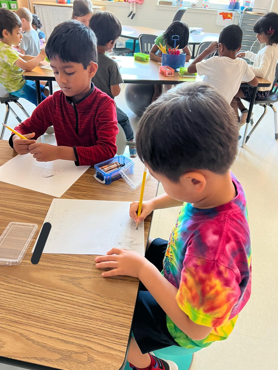 DanielleOfano's tweet photo. Adding AMAZING details to our illustrations today. These little ones have already learned so much during writing time❤️ https://t.co/g7GDjkwU31