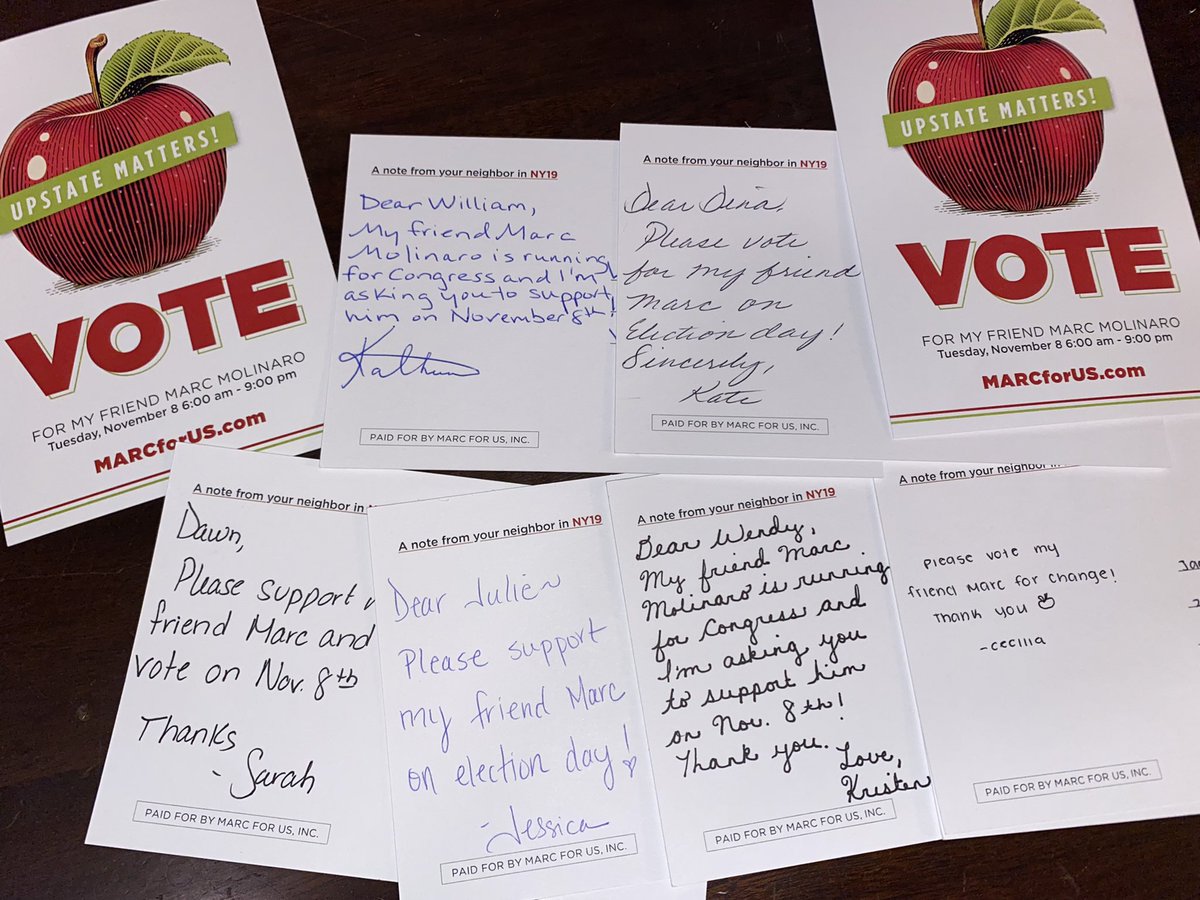 MarcForUsNY's tweet photo. A great many thanks to the amazing volunteers across #NY19 for joining some of our post card parties! 

Please join us and encourage your friends, families and neighbors to turn out for @marcmolinaro on November 8th! https://t.co/21QRzkdeIG