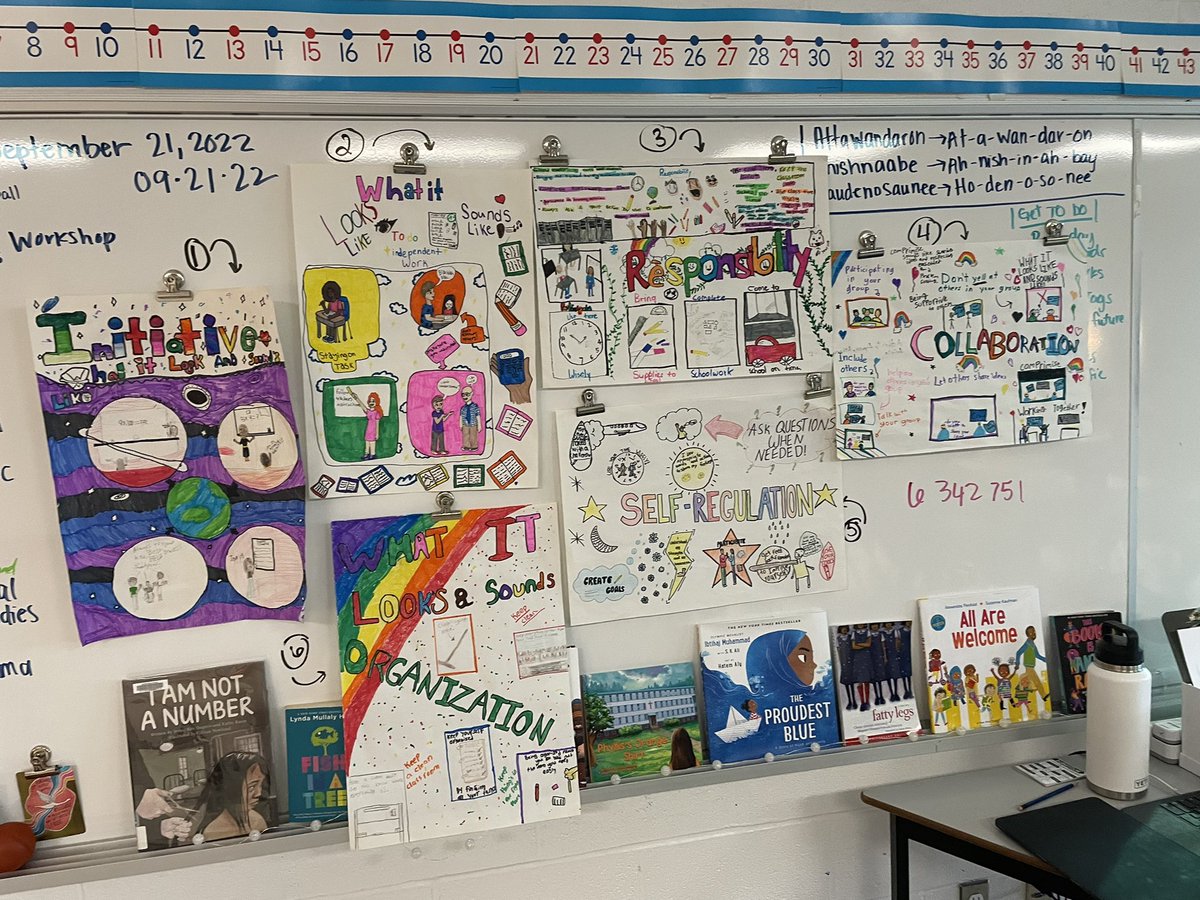 MissWrightsRoom's tweet photo. What do learning skills 👀 like and👂🏼 like in your classroom? 6-1 worked in teams to co-create learning skills expectations and designed posters to share their ideas. Love to see them using their voices and taking responsibility. #OwningTheirLearning https://t.co/VMoQYxIi5E