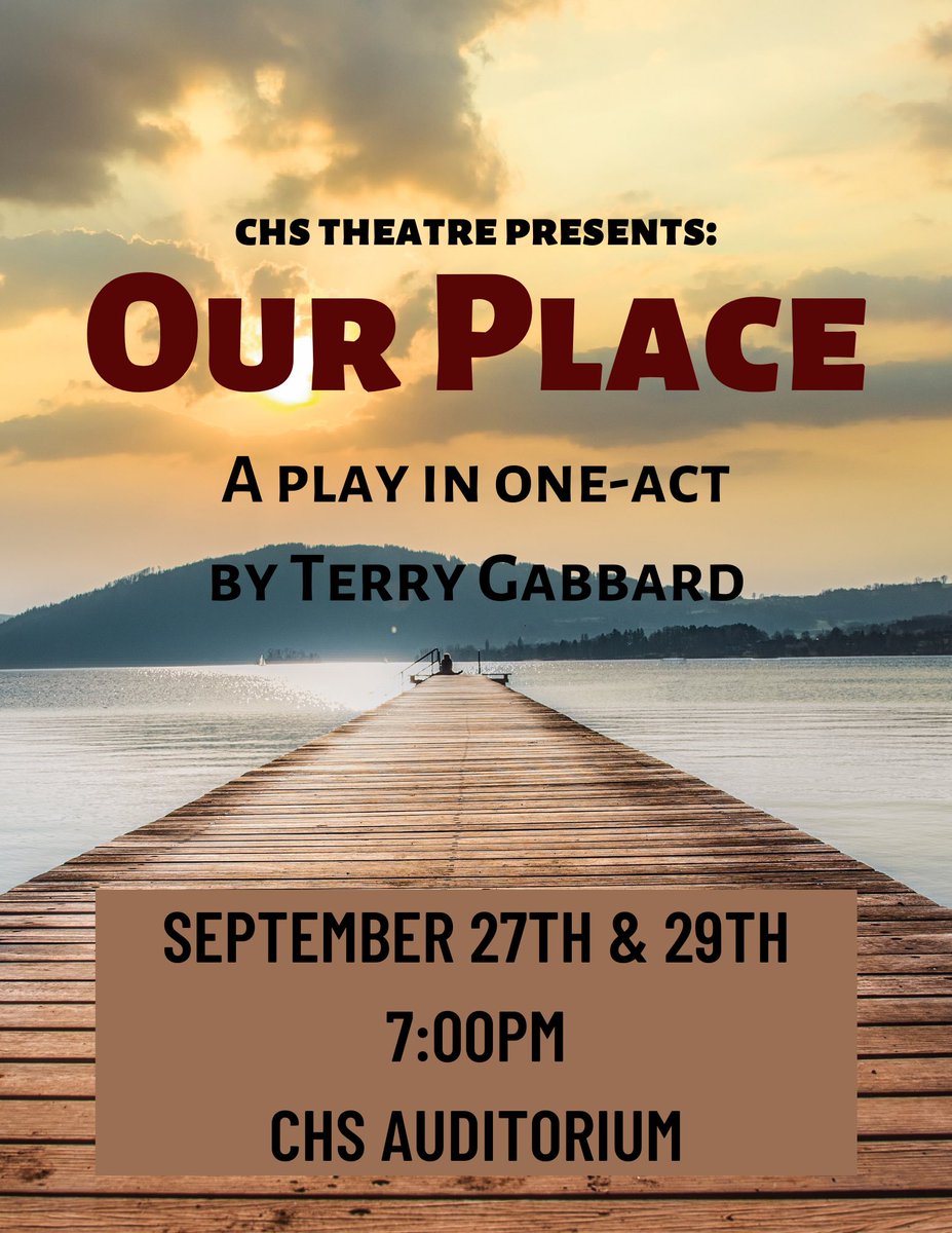 Our Place will be performed next Tuesday &amp; Thursday at 7:00PM in the CHS Auditorium. You don’t want to miss this one-act performance from Central’s Theatre Program!

Tickets are $5 and are available online at knoxcentralhs.seatyourself.biz