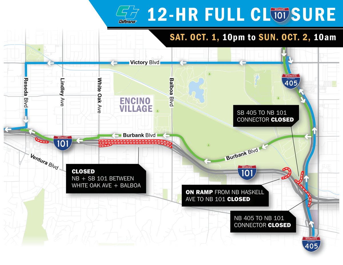 ENCINONC's tweet photo. A full freeway closure will take place October 1 thru October 2nd to demolish one of the 2 pedestrian bridges in Encino, please plan accordingly #enc #cd4 #us101 #encino #caltrans #beready https://t.co/aLTbcW04Es