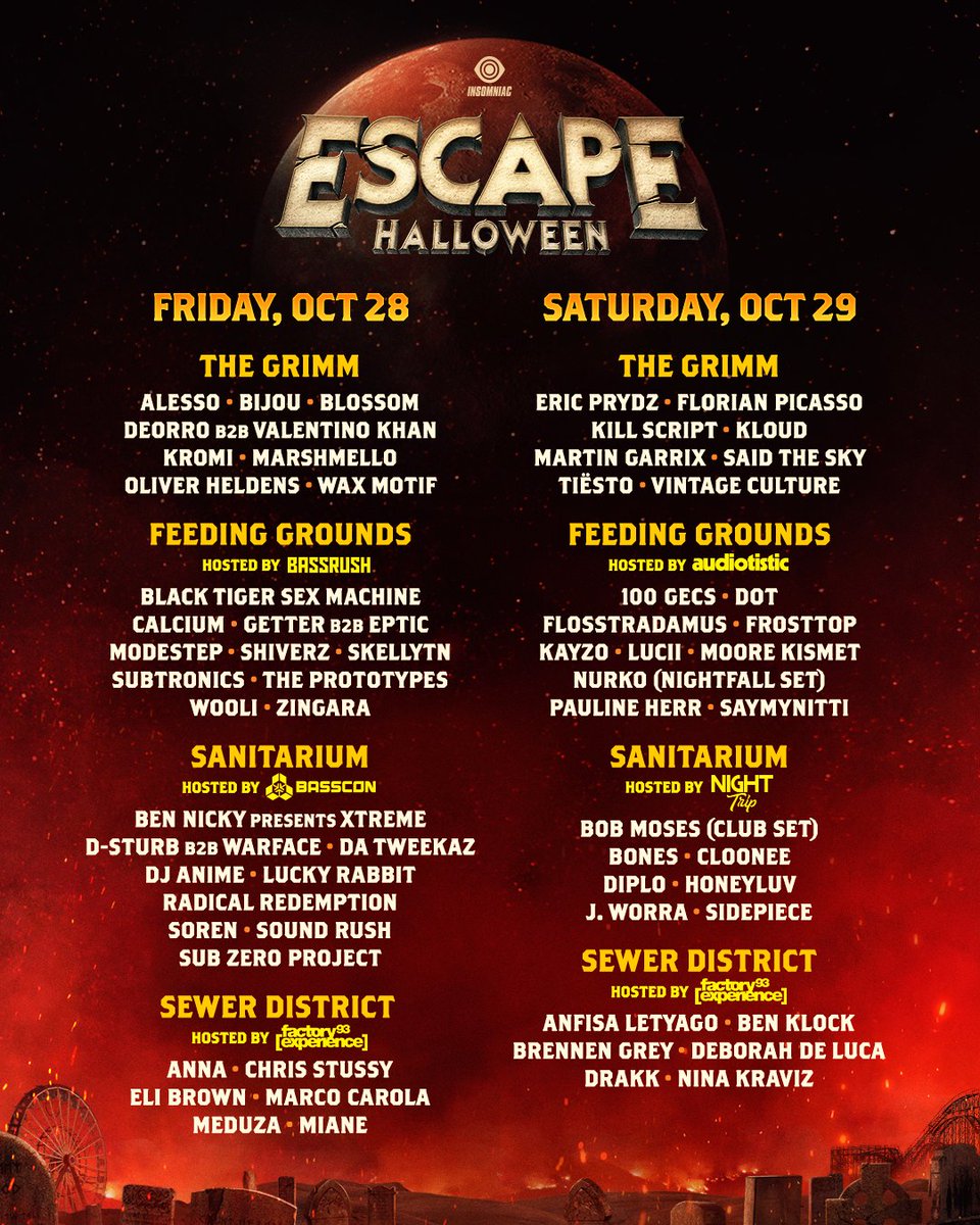 Escape Halloween 2024 lineup