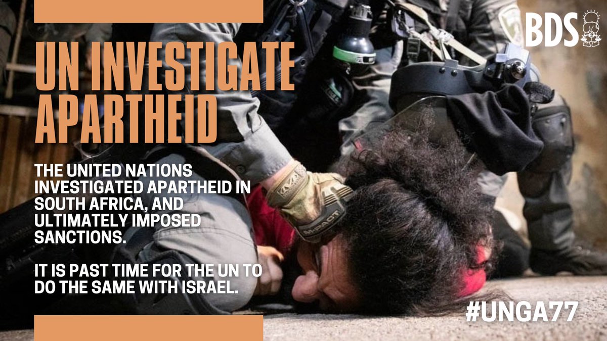 BDSmovement's tweet photo. In March, former @UN Special Rapporteur, Prof. @MichaelLynk5 condemned Israel's apartheid. His report was backed by a host of other UN experts.   

We call on #UNGA77 to take action now. #UNinvestigateApartheid &amp; impose a #MilitaryEmbargo on Israel now!

https://t.co/3iS6rIu3NQ https://t.co/HvFujXITaW