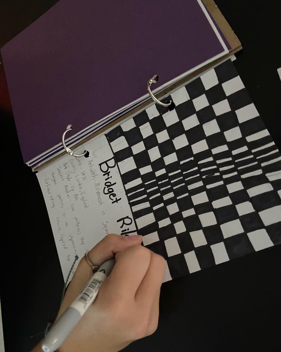 RuppMMS's tweet photo. Focusing on our Studio Habit of Mind OBSERVATION, students complete an artist card about #opartist Bridget Riley

#mmsEncore #artistsofinstagram #arteducation @MMS_principals https://t.co/qsSplfBV3d