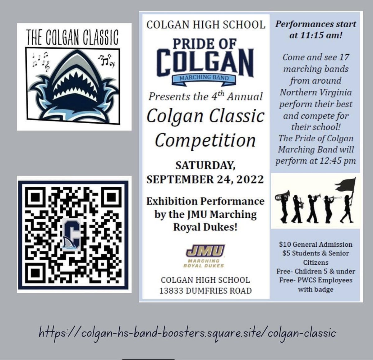 The Edison HS Band will be performing at 12:30pm at the Colgan Classic Competition. Hope to see you there!