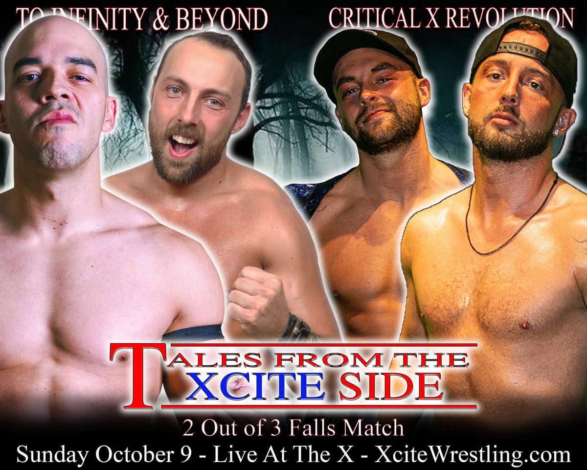 XciteWrestling's tweet photo. Xcite Wrestling
Tales From The Xcite Side
10/9/22 Live From The X
@RealMikeBennett vs @BigBillCollier
@favorite4cast vs @TheKevinBennett
@Mattick585 & @TheCerinRahne vs @tyler_atletico & #seancarr
@NewWaveCheech & @ExtremelyCute vs @CXR_21
https://t.co/aR4NfxBxzu https://t.co/d32lKutWrd