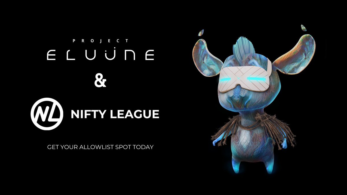 NiftyLeague's tweet photo. 💎Project Eluüne x Nifty League💎 

We're giving away: 3x Allowlist for @ProjectEluune 👀 

To Enter:

✨ Follow @ProjectEluune 
✨ Follow @NiftyLeague 
✨ Like &amp; RT
✨ Tag 3 DEGENs
 
Winners in 48 Hours! 💫 https://t.co/WmW0gHZKSV