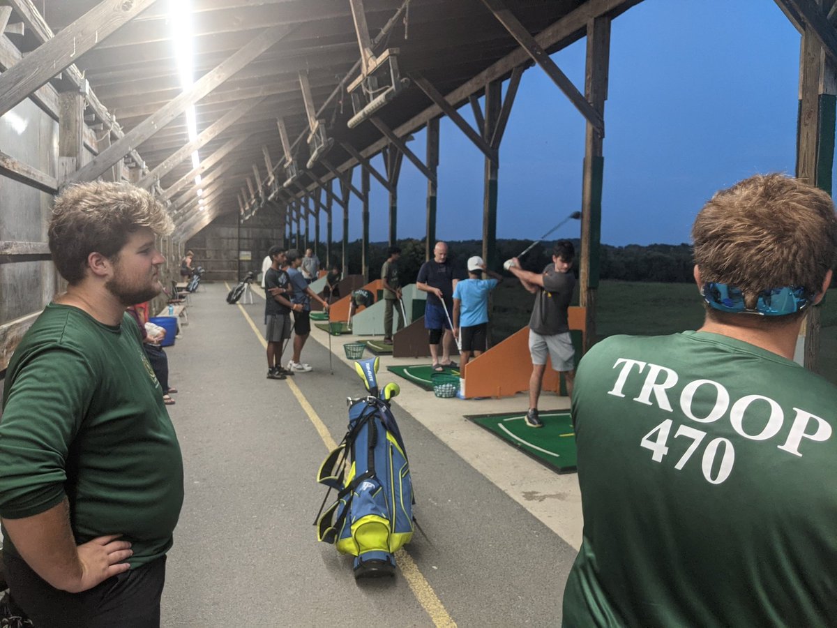 Troop470's tweet photo. Introducing our Scouts to the wonderful world of golf tonight at the Interstate 70 Driving Range! @NCACBSA @BSANCAC @boyscouts #ScoutsBSA https://t.co/5e4mi7Wjcx