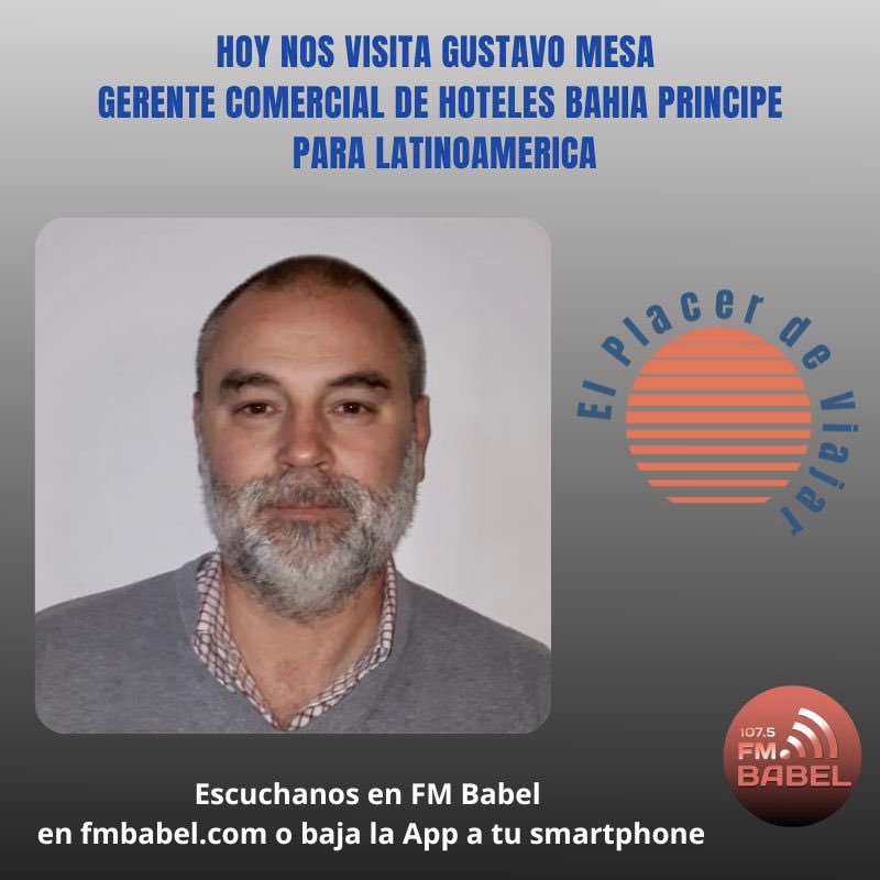elplacerdeviaj's tweet photo. Este jueves alas 20 hs nos visita Gustavo Mesa, Gte Comercial de @BahiaPrincipe no te lo pierdas!!! https://t.co/HKZSxzO3BK