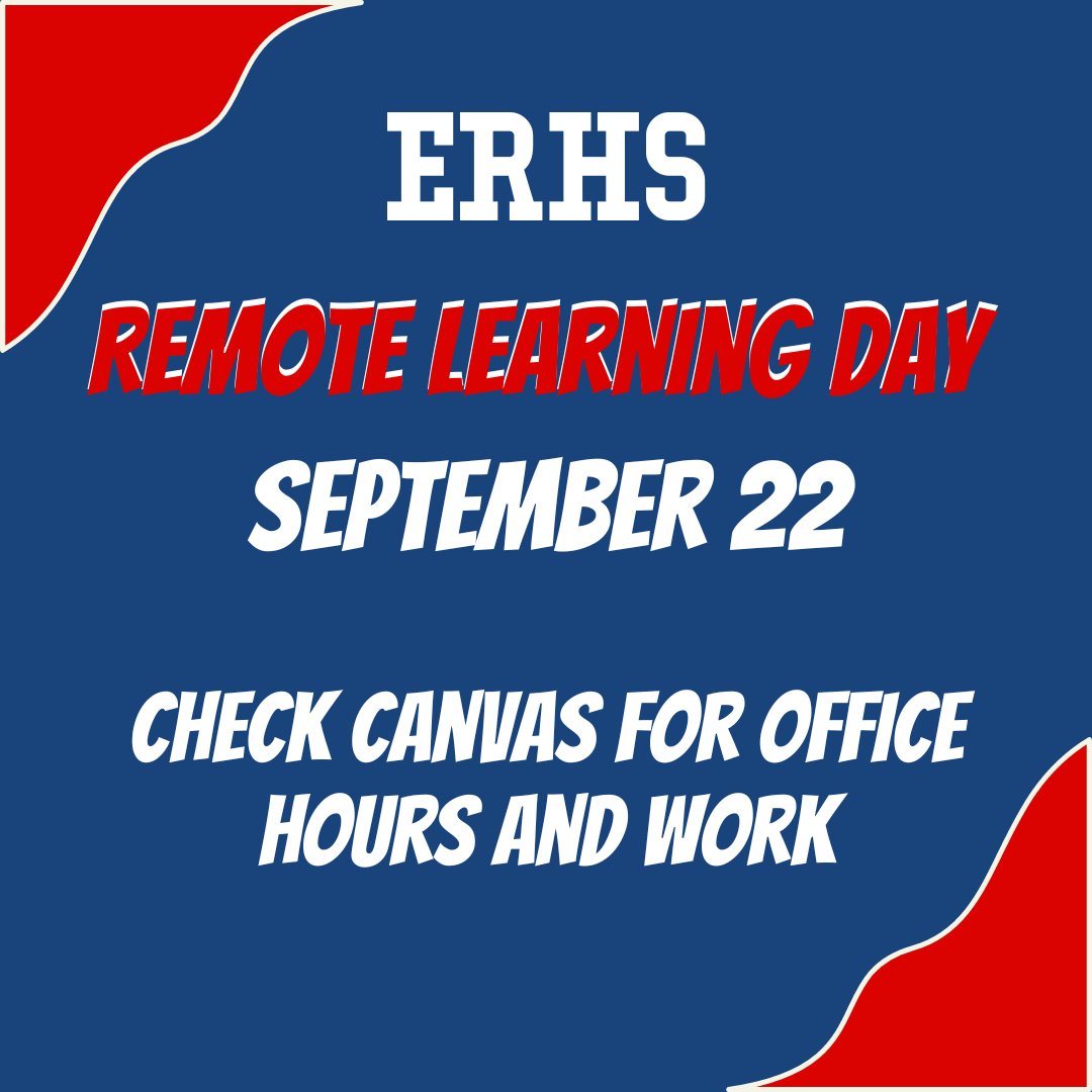 Remote Learning Day tomorrow, 9/22/2022, for all Mustangs!  Be sure to check Canvas and log in for office hours if you have questions.  #wEReast