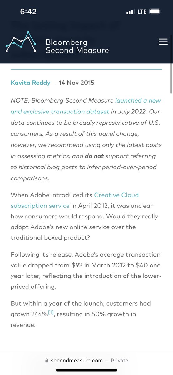 #osif22fa team, some info on Adobe when it moved to subscription back in 2012 secondmeasure.com/datapoints/las…