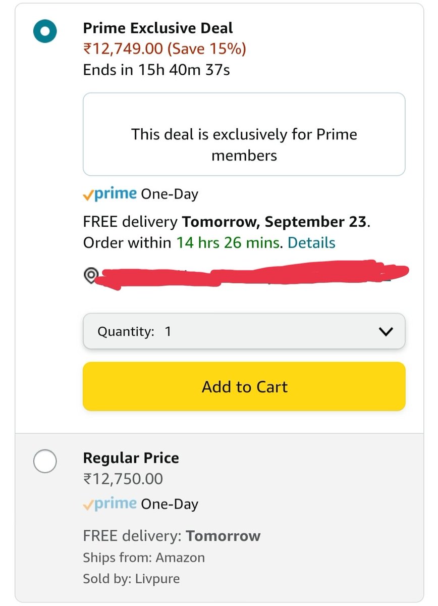 KingYashSuper's tweet photo. Funny 1 rupee discount on prime exclusive discounts by @amazonIN #greatindianfestival #AmazonIndia @AmazonHelp #AmazonSeLiya #AmazonPrime https://t.co/RUPMbPEAqn