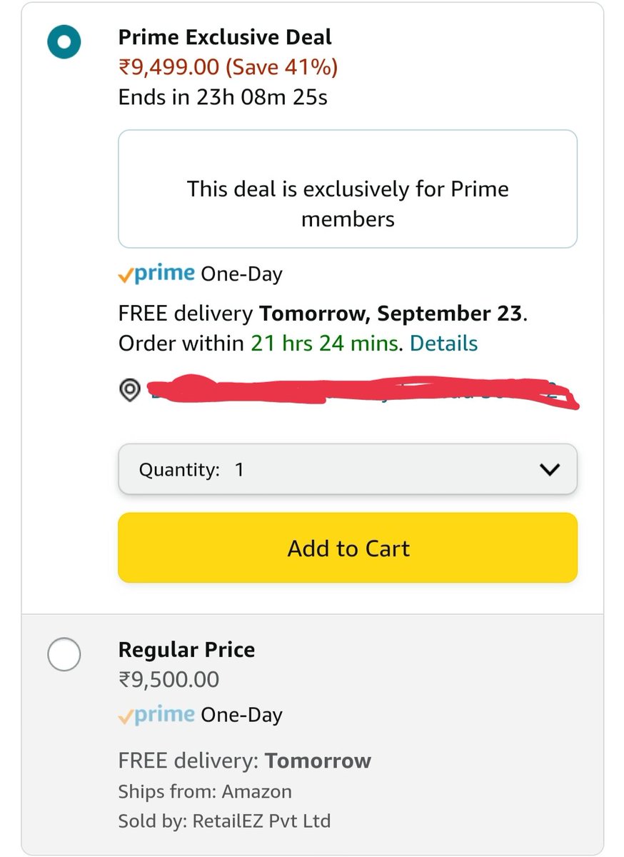 KingYashSuper's tweet photo. Funny 1 rupee discount on prime exclusive discounts by @amazonIN #greatindianfestival #AmazonIndia @AmazonHelp #AmazonSeLiya #AmazonPrime https://t.co/RUPMbPEAqn