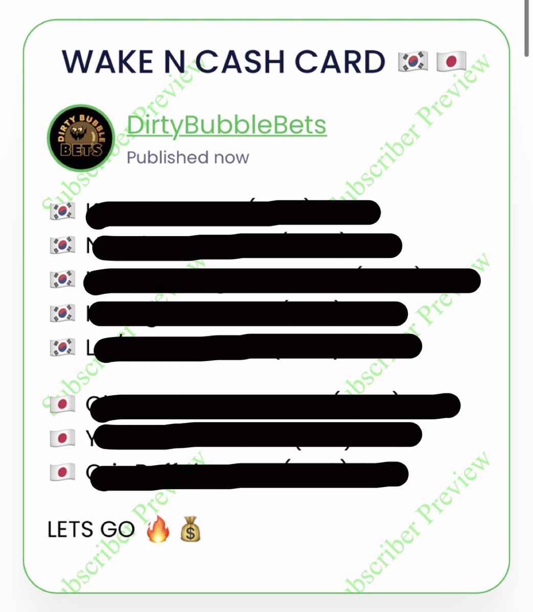 DirtyBubbleBets's tweet photo. FREE WAKE N CASH PLAYS 🤑🔥💰

Running this back tonight as you guys were LOVING em last week, but you guys know the drill by now:

LIKE = 1 PLAY
RETWEET = 2 PLAYS
COMMENT = 3 PLAYS

Must DM me to receive plays 📲

LOADED CARD TONIGHT‼️🇰🇷🇯🇵

#GamblingTwitter #FreeBets #KBO https://t.co/UWLa6DnixV