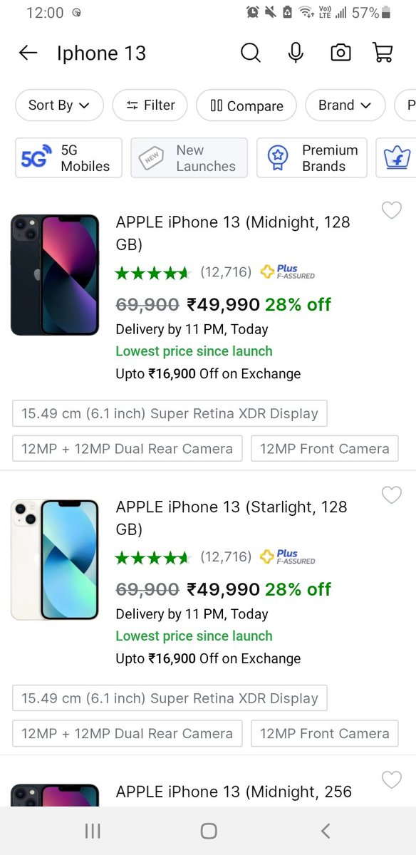 abilrajan's tweet photo. Flipkart teases 49990 for iphone 13 for the whole month & when we try to buy its out of stock in seconds & jst in another second we have the same phone listed at higher price of 53990
#Keepyourwords Flipkart
#Fakeadversting
#FlipkartBigBillionDays
#Flipkartsupport https://t.co/HxYdCeXH3Y
