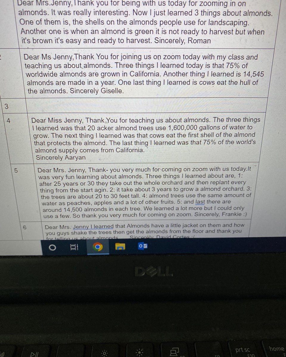 DYK that you can Adopt an Almond Tree?! 
Today we had our first “live from the orchard “ conversation with <a href="/almondgirljenny/">Almond Girl Jenny</a> Great questions asked. Math challenges issued. Water cycle and zero waste cycles coordinated! #ITeachAg #LinwoosLeads