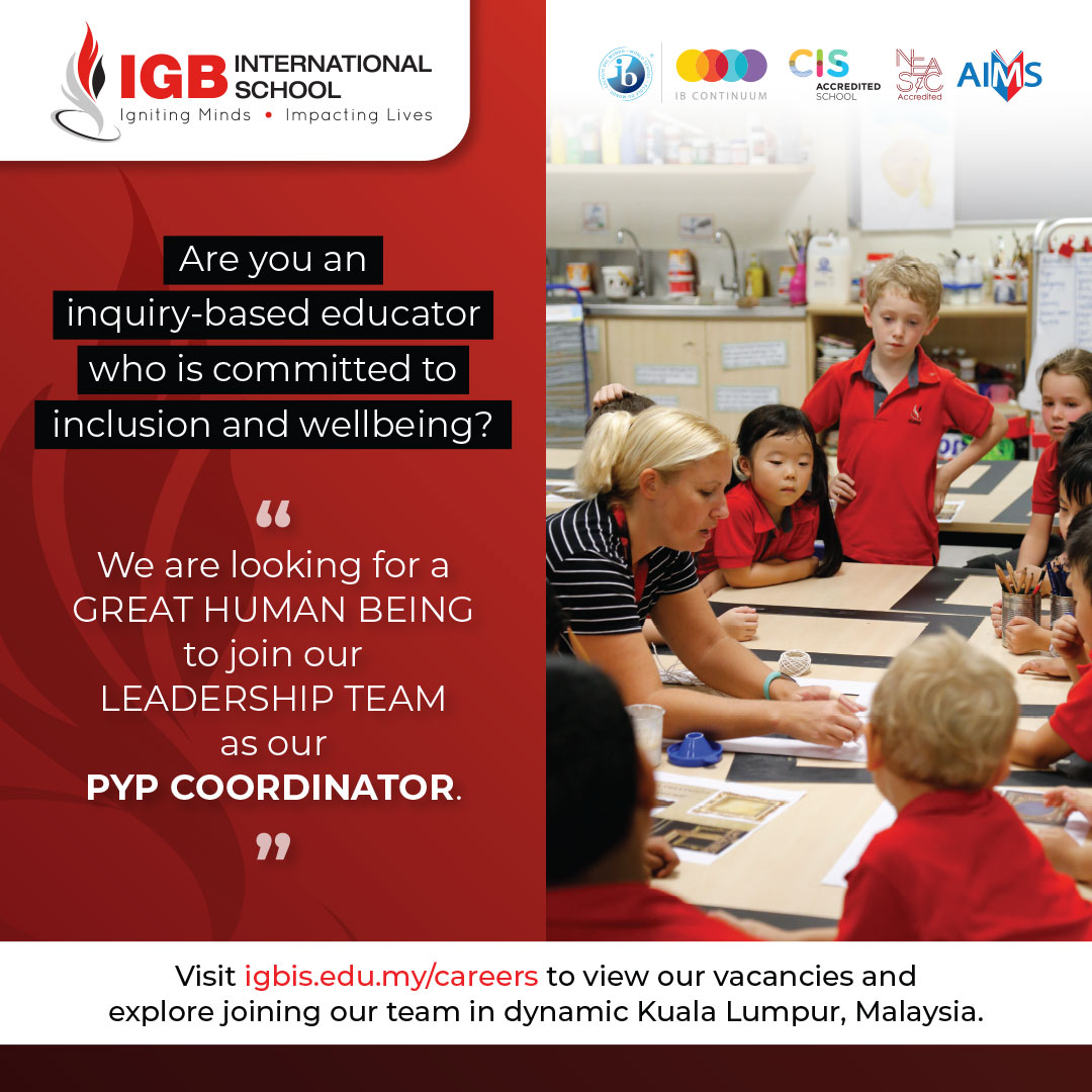 Millyphysed's tweet image. @IGBintschool (IGBIS) is looking for someone great to join our team to help us continue our PYP journey. Check out our Careers page for more details.

#IBPYP #IB #PYPCoordinator
