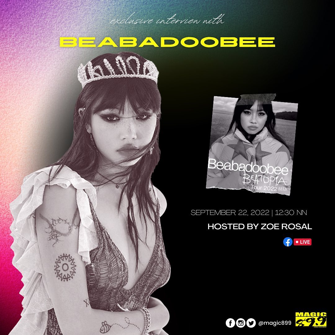 Still on a high from @beabad00bee's Manila show? Zoe  had a chance to catch up with the Gen Z fave right before the big event! 

Catch the interview TODAY, 12:30PM only on @Magic899! ✨

#AmplifiedPH #beabadoobee #BeatopiaInManila #MagicExclusives 
@DirtyHit @livenationph