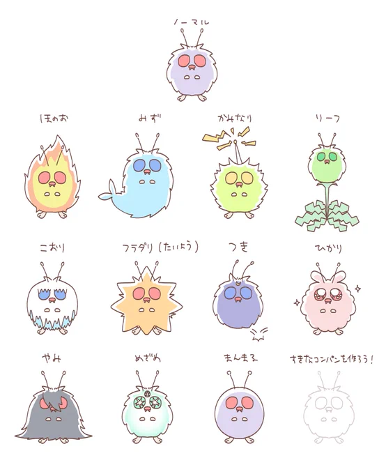 前に描いたやつリメイクした✏️コンパンに好きな石をつかおう 