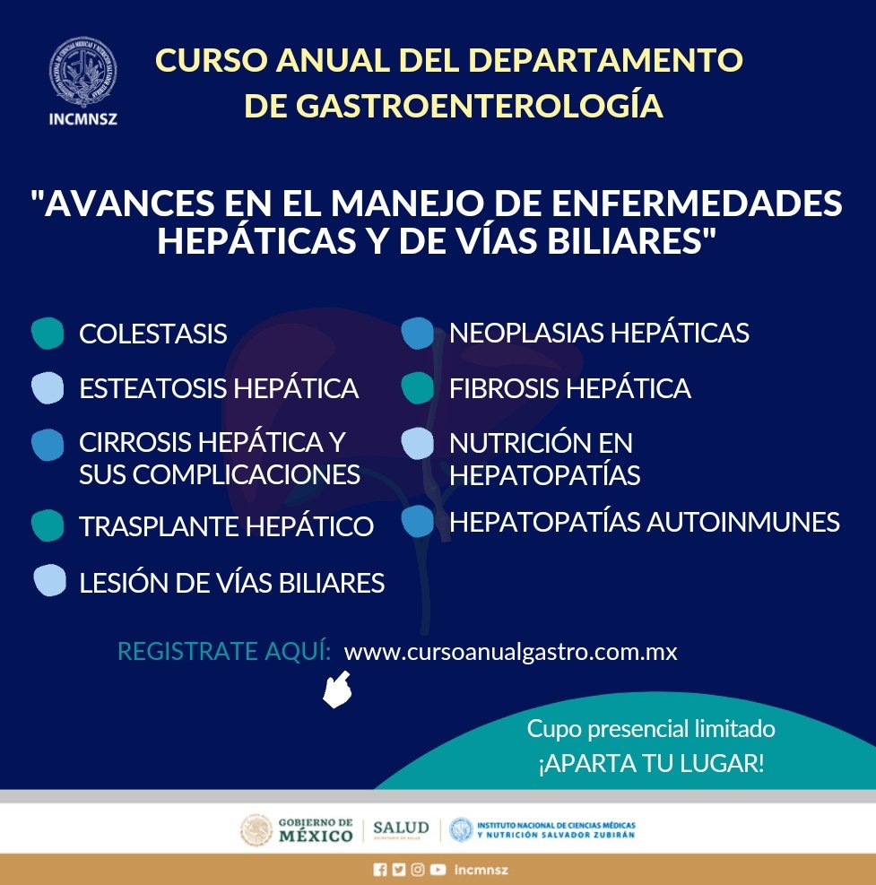 CursoGastro's tweet photo. Consulta la información del Curso Anual del Departamento de Gastroenterología en https://t.co/L5QX1Mo7nS

¡Aparta tu lugar presencial! Hay cupo limitado 

 #CursoGastroINCMNSZ https://t.co/02vOC8snI9