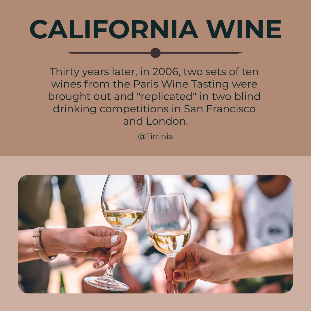 FOLLOWM26184581's tweet photo. Thirty years after the 1976 Paris #winetasting, in which #Californiawines shocked the world by defeating the best #Frenchred and #whitewines, the competition has been "revived," and the same California #redwine has been selected as the WINNER by two sets of judges!😎
#Storytime https://t.co/RjcHNBInZw