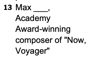 composer314's tweet image. Film music clue in this Thursday&apos;s NYT Crossword (9/22/22). Really appreciated this clue @NYTGames
