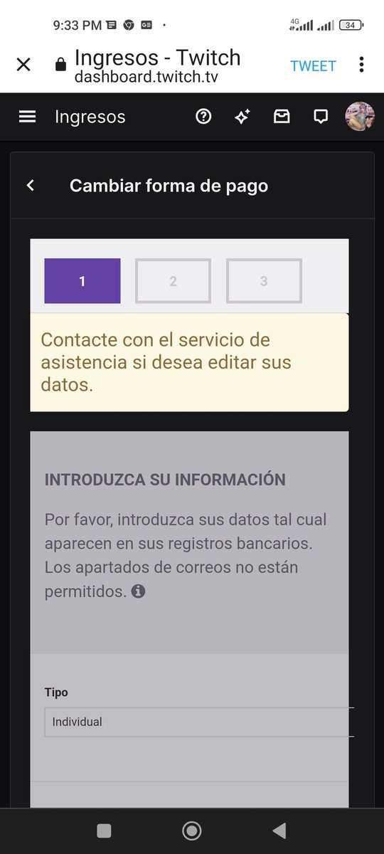 bkdjoficial's tweet photo. @TwitchSupport  @TwitchSupportES Tengo problemas con mi método de pago sale que no tengo método agragado y cuando voy a hacerlo dice que me contacte con ustedes pero no recibo respuesta alguna por favor necesito ayuda se supone ya está configurado https://t.co/O5HaBXU2Cx
