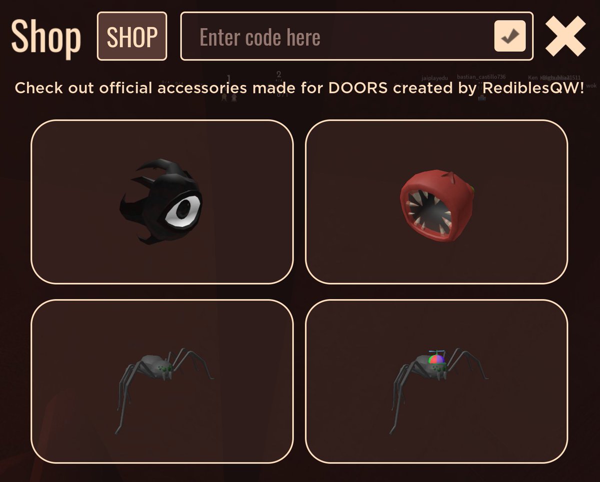 DOORS Discussions on X: 🚪 DOORS UGC ITEMS Wave 3 of the UGC items has  been uploaded to the Roblox Avatar Shop. ➡️ Screech Headphones ➡️ Screech  Bag ➡️ Figure Headphones ➡️