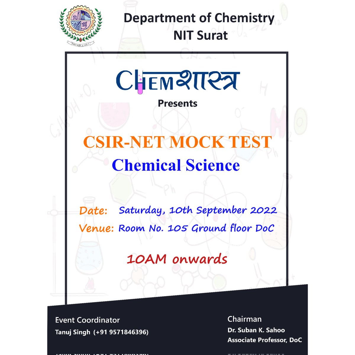 ChemShastra's tweet photo. #LatePost

ChemShastra Club, Department of Chemistry, SVNIT is here with yet another event.

Regards, https://t.co/gMuBumm7vZ