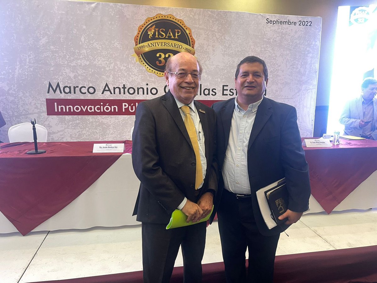 JacoboMendozaR's tweet photo. Agradezco al Mtro. Alberto Haaz, Presidente del @ISAP_AC, en el marco de su 32 aniversario, la invitación a participar en el Foro sobre Innovación Pública, participando con distinguidos académicos Dr. Juan Poom, Rector del @ColSonora y Dr. Pablo Wong, Director del @CiadConacyt. https://t.co/qYTkJejx1A