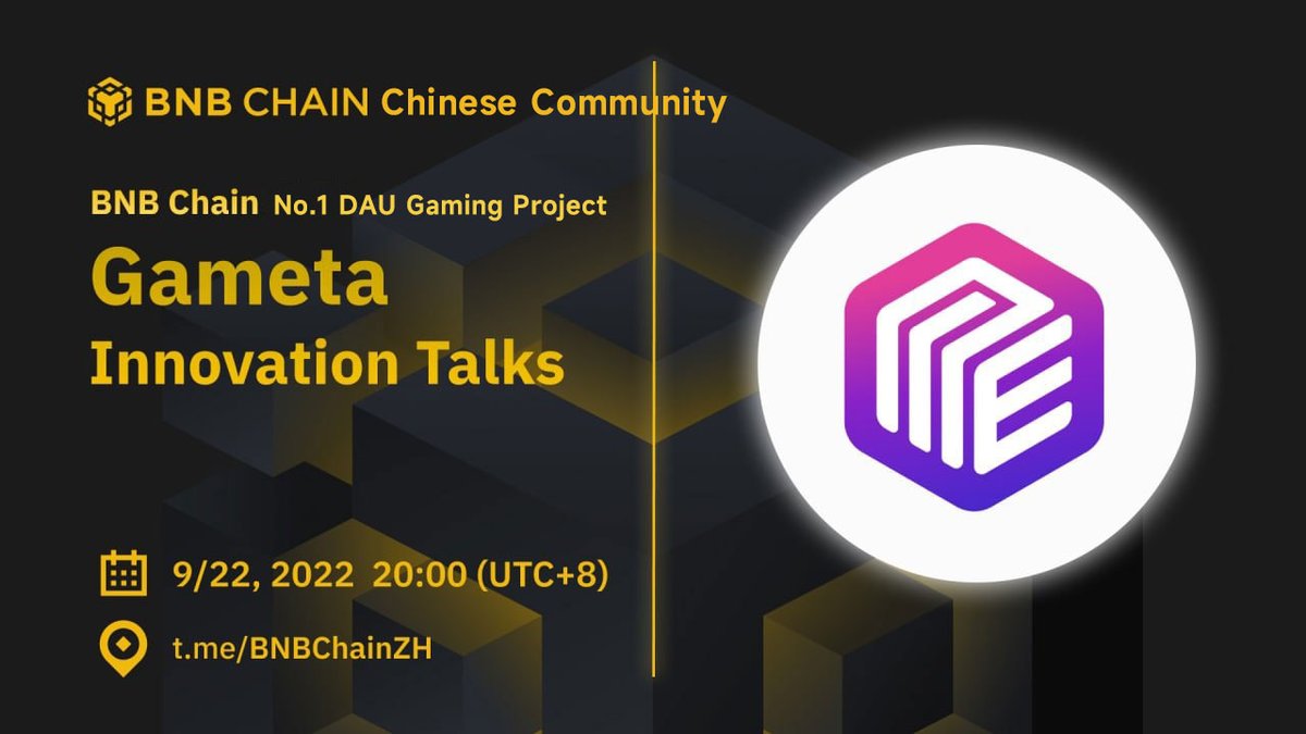 Gameta_Official's tweet photo. #Gameta Innovation Talks,
Learn about @BNBCHAIN's #1 DAU game project - @Gameta_Official 

Complete event tasks and be one of the new owners to 20 Common Hippo NFTs🎉

 ⏰: 2022/9/22 20:00 (UTC+8)
 📍: https://t.co/ILJUvAJQQS

 Complete the task here: https://t.co/zI1VRut10r https://t.co/uFWpLfdyoJ