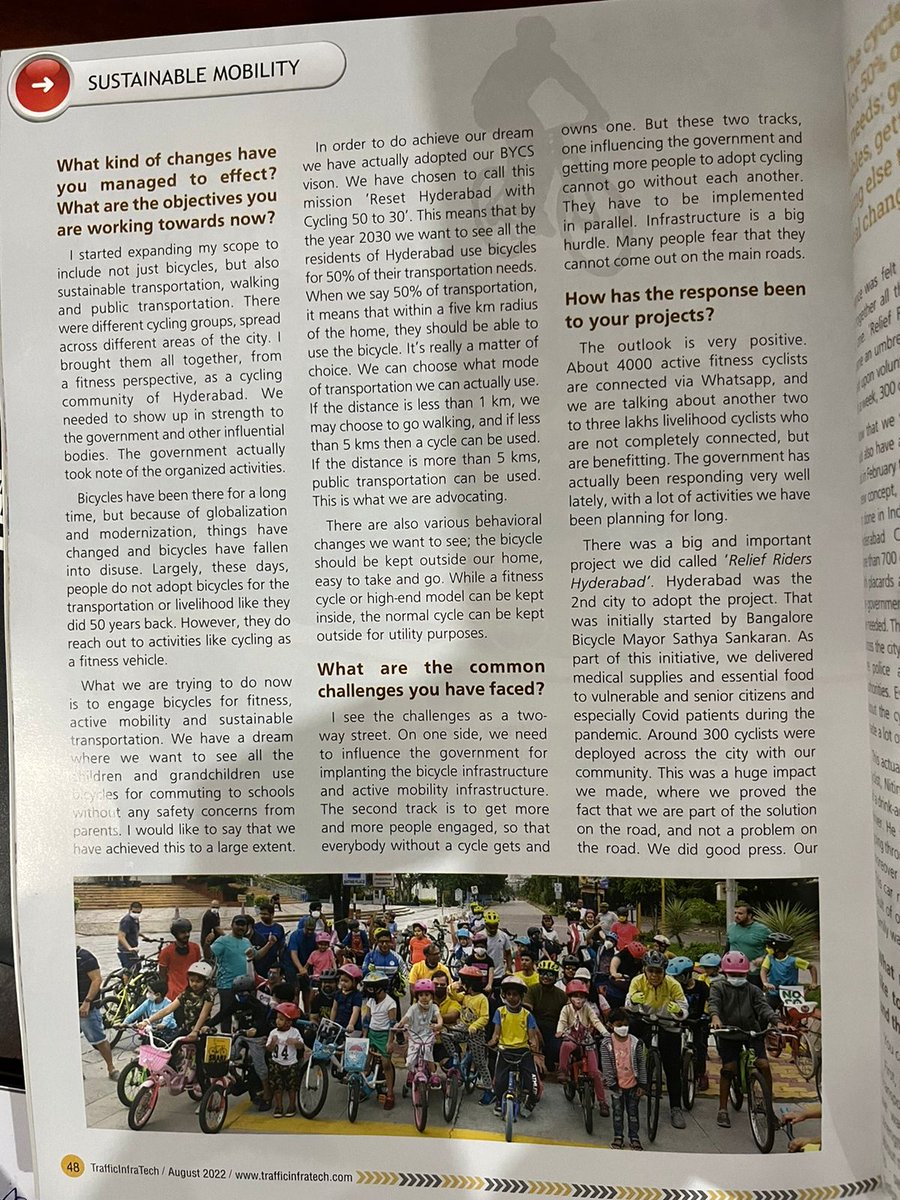 sselvan's tweet photo. Thank you #TrafficInfraTech #MangalaChandran
@HydcyclingRev @RaviSpy1836 @Anjani66124854
@ReliefRidersHyd
#HyderabadCyclingRevolution
#CyclingCommunityOfHyderabad
All for one cause #ActiveMobility #ResetHyderabadWithCycling
@BYCS_org @BYCSIndia @arvindkumar_ias @KTRTRS https://t.co/WKuRXsvOB4