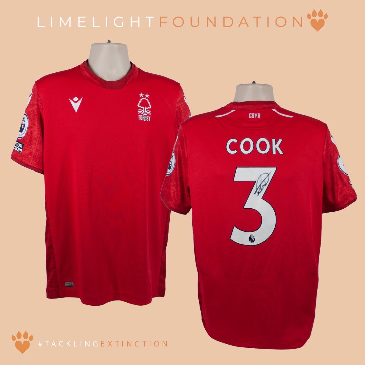Thank you so much to our good friend <a href="/SteveCook28/">Steve Cook</a> for being the latest Premier League player to donate his <a href="/NFFC/">Nottingham Forest</a> match worn shirt. For your chance to win this shirt visit the <a href="/TheLimelightFDN/">The Limelight Foundation</a> website and place your bid 🐾🌎
#tacklingextinction #stevecook #nffc #nottinghamforest
