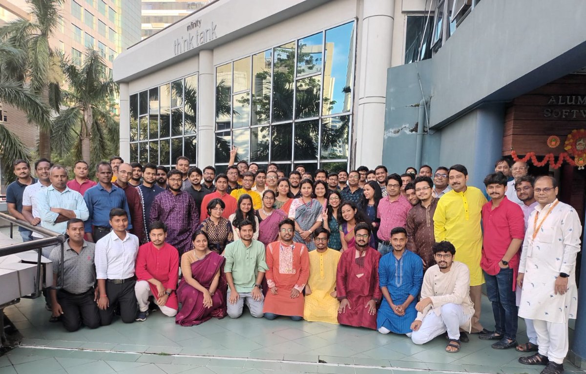 AlumnusSoftware's tweet photo. All of us gathered in our office in ethnic dresses to celebrate the Pre-Puja Cultural program. It was a fun filled day with performances, food and celebrations. Hoping that we get to interact with each other like this more frequently.
#alumnusrocks https://t.co/wvulcAfooc