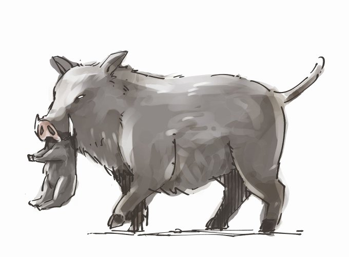 子供の頃 クロネコヤマトのロゴを豚か猪と勘違いしてた絵 