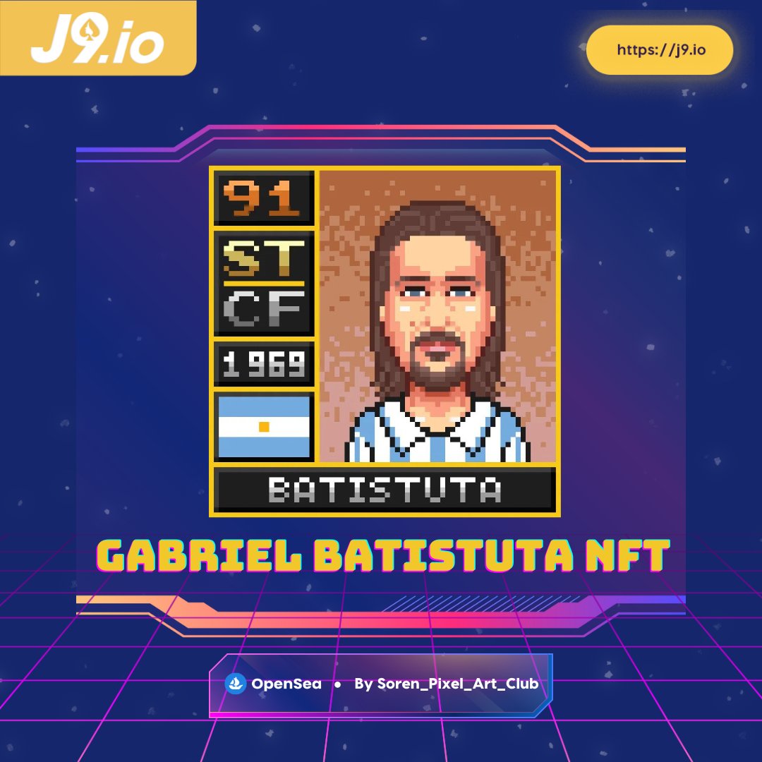 j9io_official's tweet photo. Check this out! 🤩

A new Gabriel Batistuta NFT is up for grabs. Get the famous soccer player in your collection today. ⚽️ Make an offer or buy now here: https://t.co/xN1Btkh1iN

#GabrielBatistuta #J9io #J9BC #NFTCommunity #NFT https://t.co/c5u3LiHxBa
