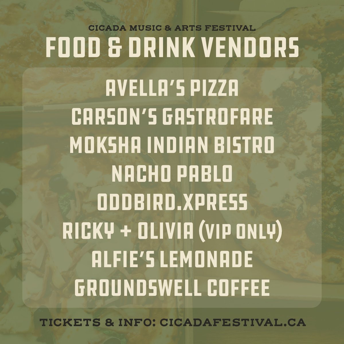 We’re teaming up with some awesome local food vendors for this year’s festival! Who’s hungry? 🤤 Don't miss #Cicada2022! Get your tickets today: bit.ly/3aZq3pm