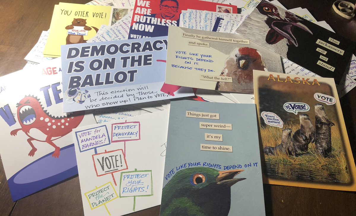 popnursing1's tweet photo. Using both sweet and salty designs, nearly 100 #PostcardsToVoters are going out to NV, MN, WI, PA and AZ on behalf of candidates who’ve partnered with @ActivateVote and @DemocratWit https://t.co/A1aqcQRV5J