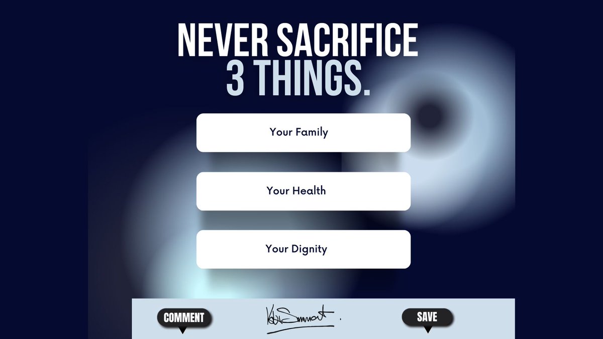 KobiSimmat's tweet photo. 🛑 NEVER SACRIFICE THESE THINGS!

Do you agree with this?

Are there more things that you shouldn't sacrifice?

👇 COMMENT YOUR THOUGHTS BELOW👇

#motivation #growth #development #sacrifice https://t.co/7cJiAaIWji