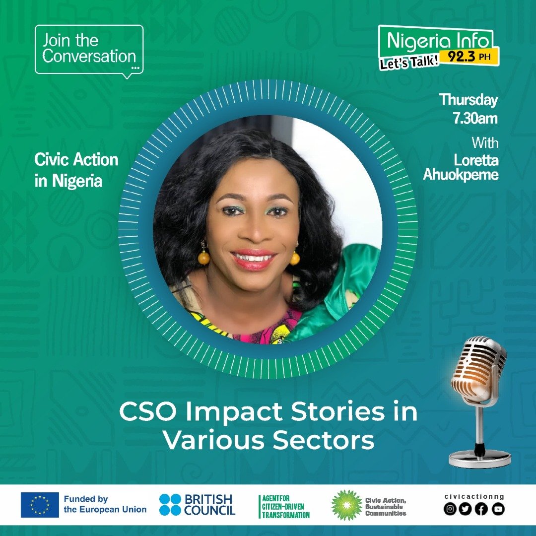 ConnectPeaceIn's tweet image. It was impactful as our communication officer 
Mrs Loretta Ahuokpeme 
Spoke extensively on CSO Impact Stories in Various Sectors at the  ACT Radio Program Today Thursday 22 Sept. 2022.
Thank you @BritishCouncil European Union
#EuropeanUnion  
 #CivicAction
#csoundfestival2022