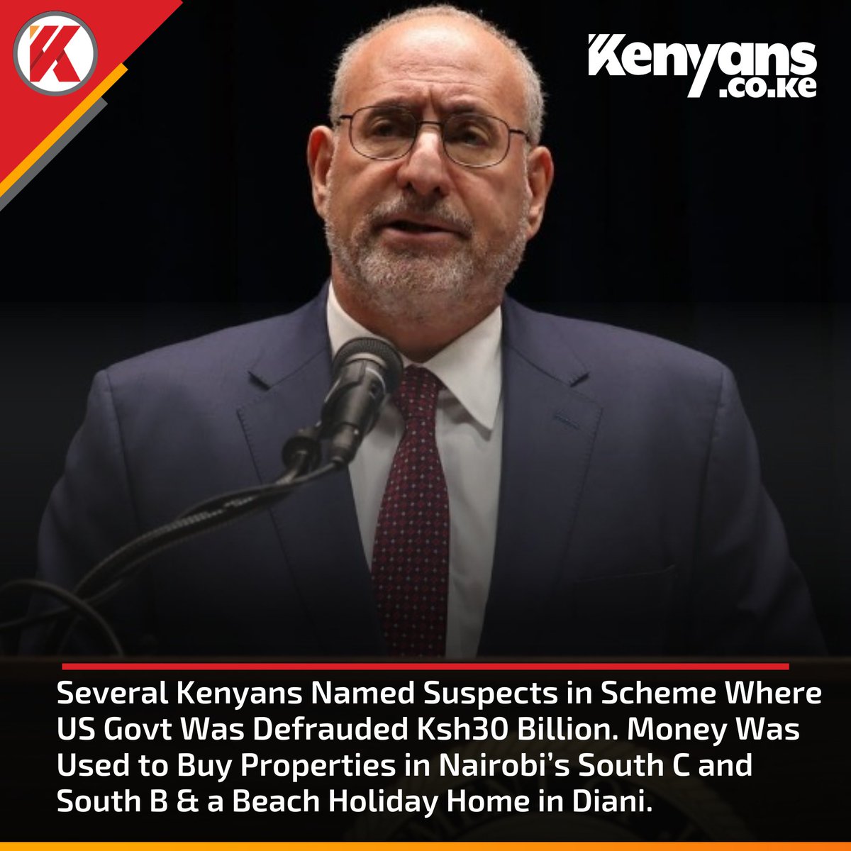 Several Kenyans accused of defrauding the US government Ksh30 billion, buying homes in Nairobi and Diani.