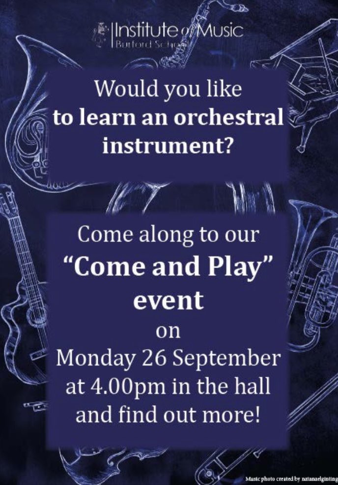 Want to learn an instrument - take a look below at what <a href="/burford_music/">Burford Music</a> are running on Monday 26th September from 4pm. #music
