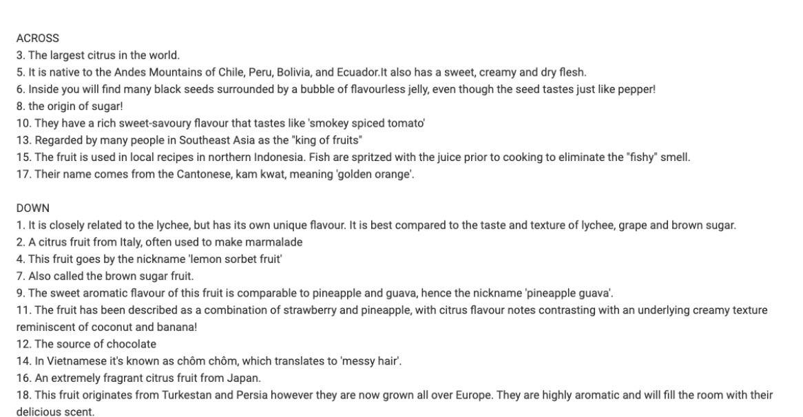 Can you complete our Exotic Fruit cross word?