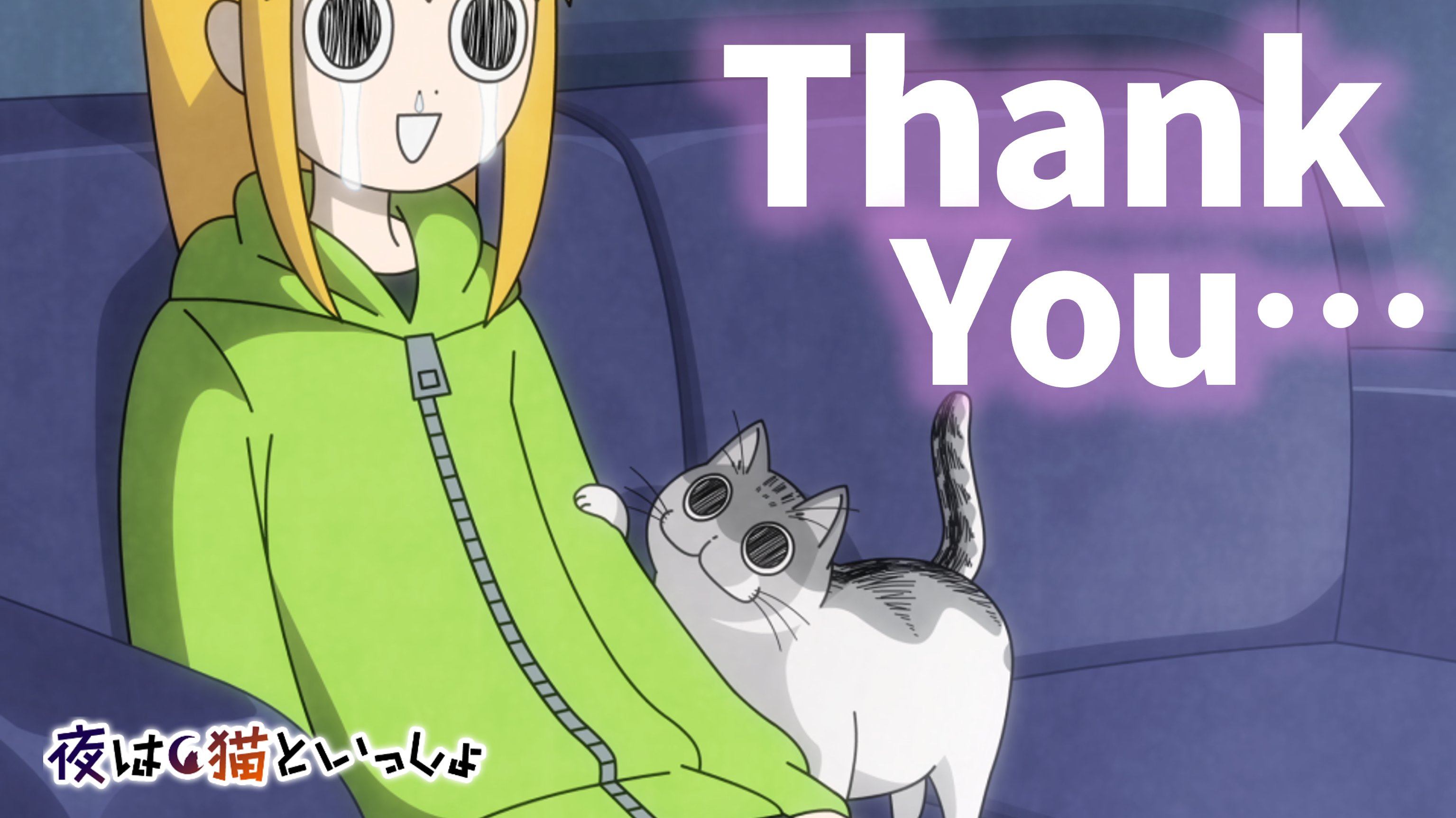 アニメ 夜は猫といっしょ 公式 アニメ 夜は猫といっしょ 10月以降も配信決定 大好評につき 夏クール終了後も 引き続き配信が決定しました 10月以降は Youtubeにて1話ずつの配信となります 秋の夜も キュルガ と